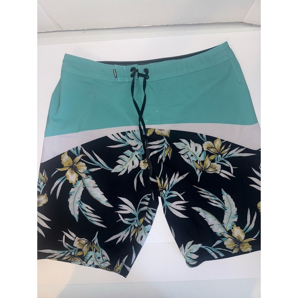 O'Neill Hyperfreak Teal Tropical Print Board Shorts/Swim Trunks Men's Sz 32